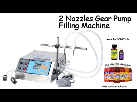 ZS-YTGP2 Double Head Gear Pump Semi Automatic Bottle Liquid Filling Machine For Perfume Juice Milk