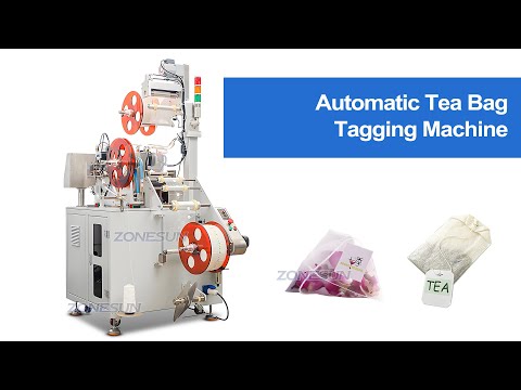 ZONESUN ZS-TB25 Full Automatic Ultrasonic Bonding Marking Tangent Nylon Mesh PLA Tea Tag String Tagging Making Machine