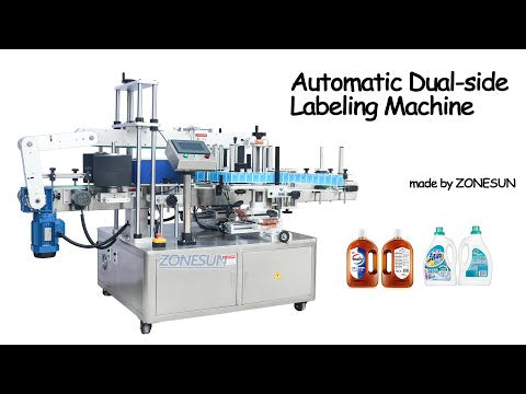 ZONESUN ZS-TB300 Automatyczna dwustronna naklejka Kwadratowa płaska plastikowa butelka Can Jar Cream Labeling Machine