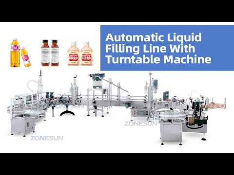 ZS-FAL180D6 Automatic U Shape Juice Soy Sauce Bottle Liquid Filling Line With Bottle Turntable