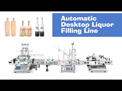 ZONESUN ZS-FAL180D5 Tabletop Liquor Spirits Gin Rum T-cork Glass Bottle Filling Corking Cap Pressing Labeling Machine Production Line
