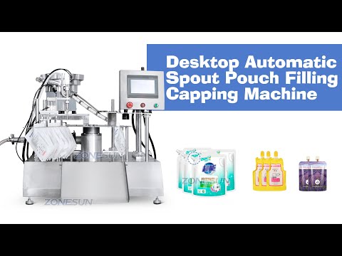 ZONESUN ZS-AFC12D Desktop Piston Pump Liquid Spout Pouch Bag Filling Capping Machine For Laundry Detergent Juice