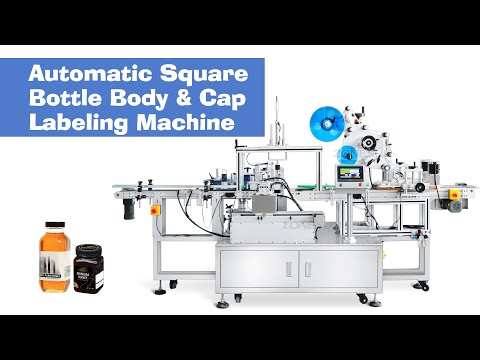 square bottle labeling machine video