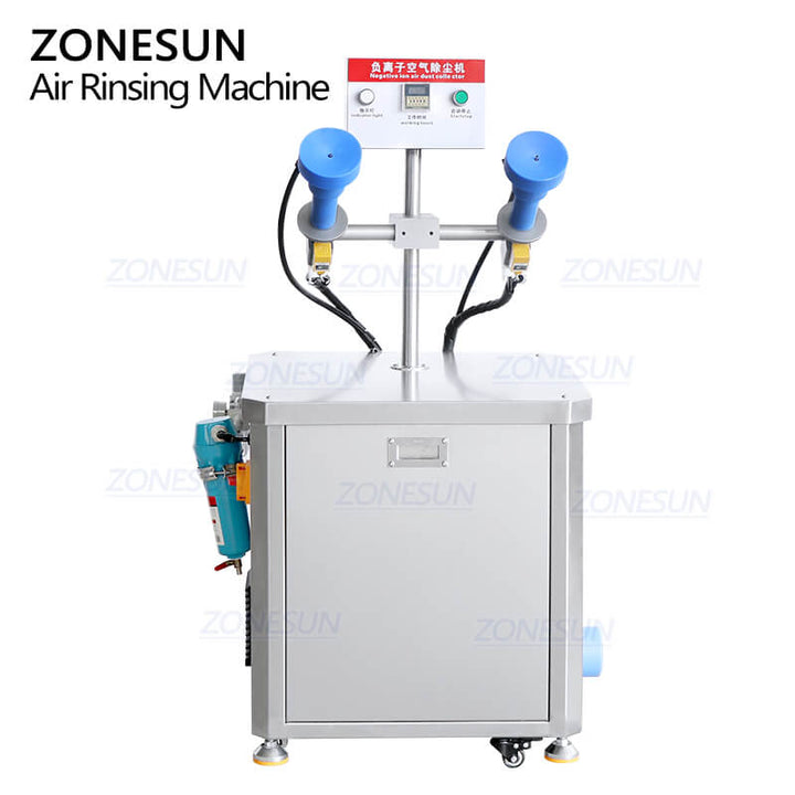 Part Rinser Machine Semi-automatic 2 Head Plastic Glass Bottle Air Rinser Cleaning Machine ...