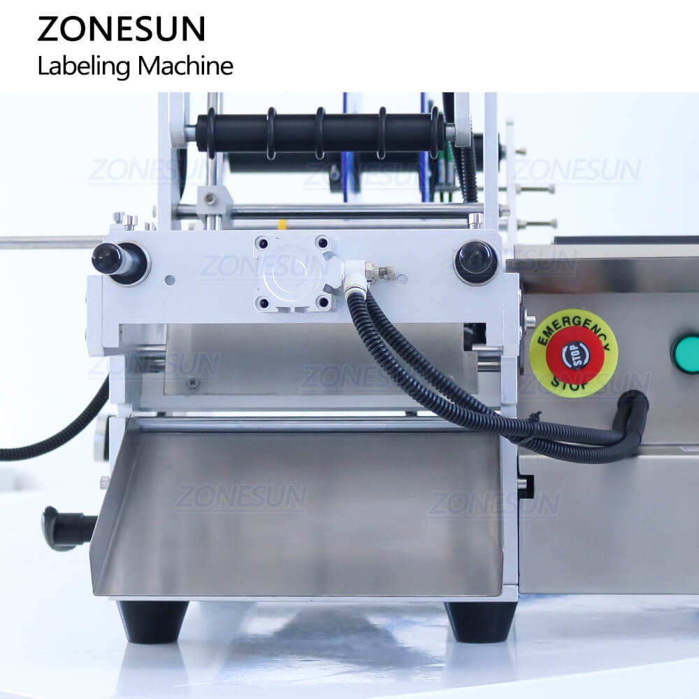 Zonesun ZS-TB101 ημι-αυτόματο μικρό στρογγυλό μπουκάλι αυτοκόλλητο ετικέτα ετικέτας ετικέτας εφαρμογής με δομή φόρτωσης για ποτά Σαμπουάν λοσιόν αιθέριο έλαιο