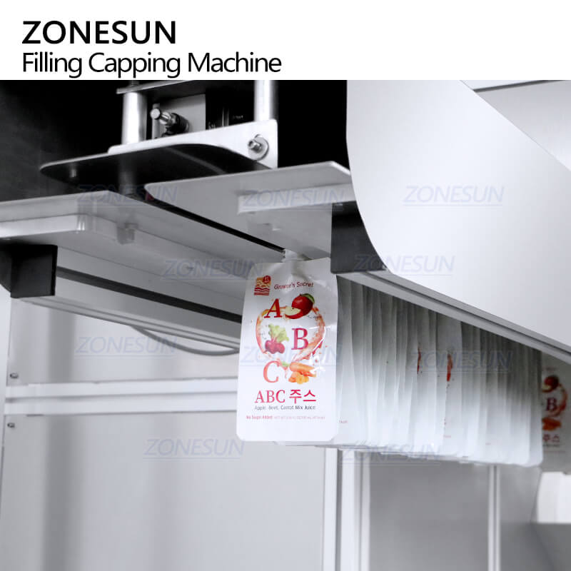 feeding structure of pouch filling capping machine