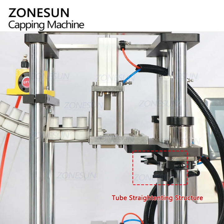 tube straightening structure of spray cap feeding machine