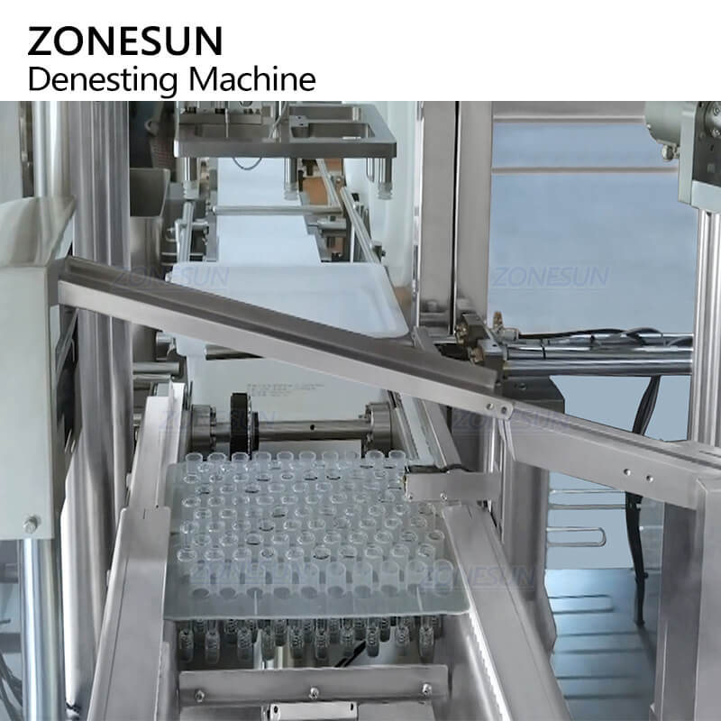 tilting discharge mechanism of automatic denesting machine