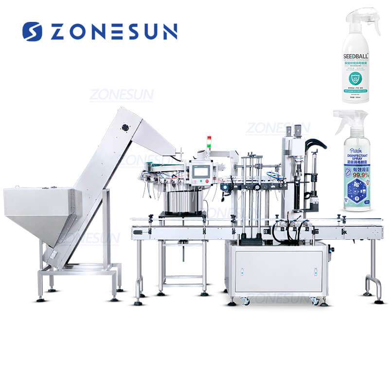 Detergent Trigger Pump Bottle Capping Machine with Cap Elevator
