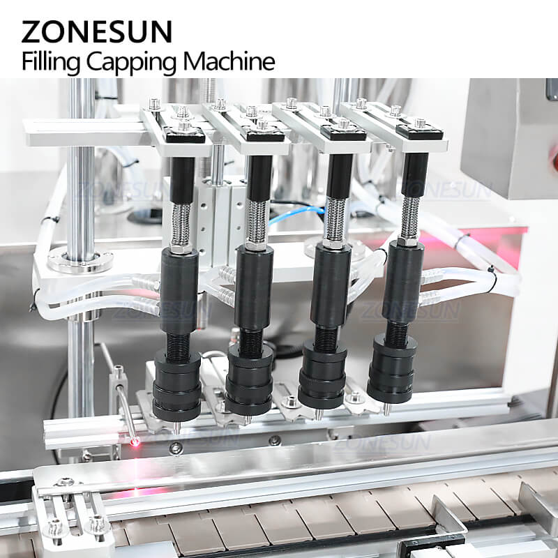 filling heads of overflow filling machine for perfume