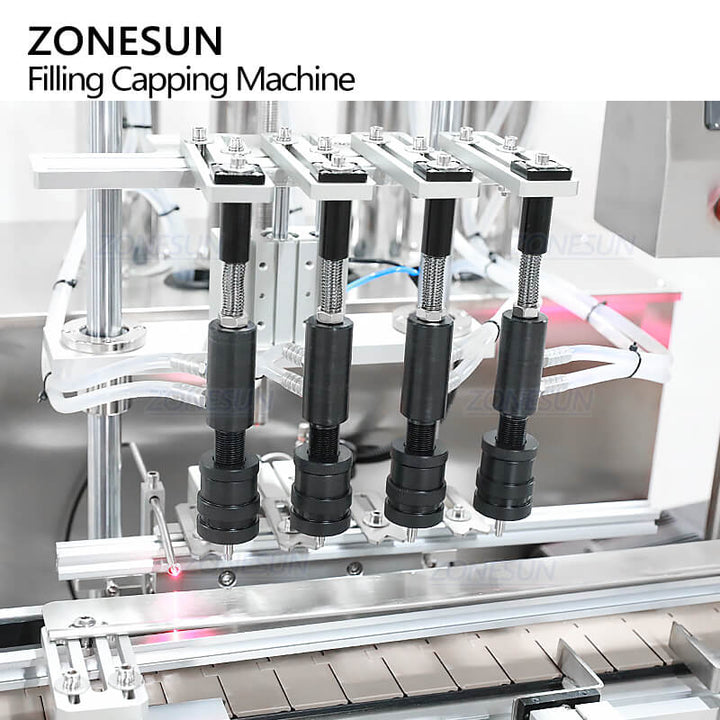 filling heads of overflow filling machine for perfume