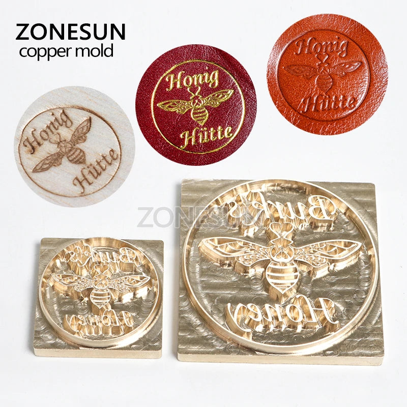ZONESUN Custom Logo Design Embossing Stamping Mold for Leather Wood Pa