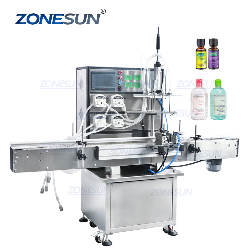 ZONESUN ZS-VTPP80C Peristaltic Pump Liquid Perfume Filling Machine For Cosmetics Jar Bottle