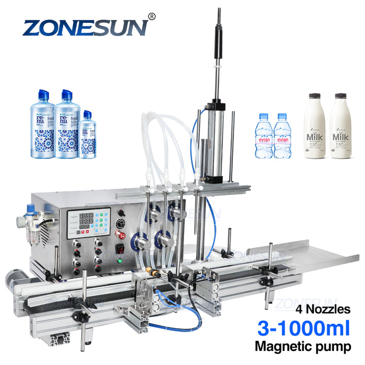 4 Nozzles Magnetic Pump Automatic Desktop Liquid Filling Machine with lifting bracket