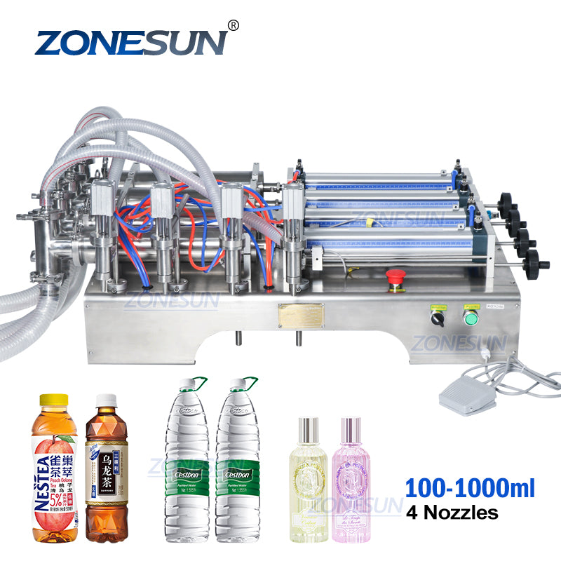 4 heads pneumatic piston liquid filling machine