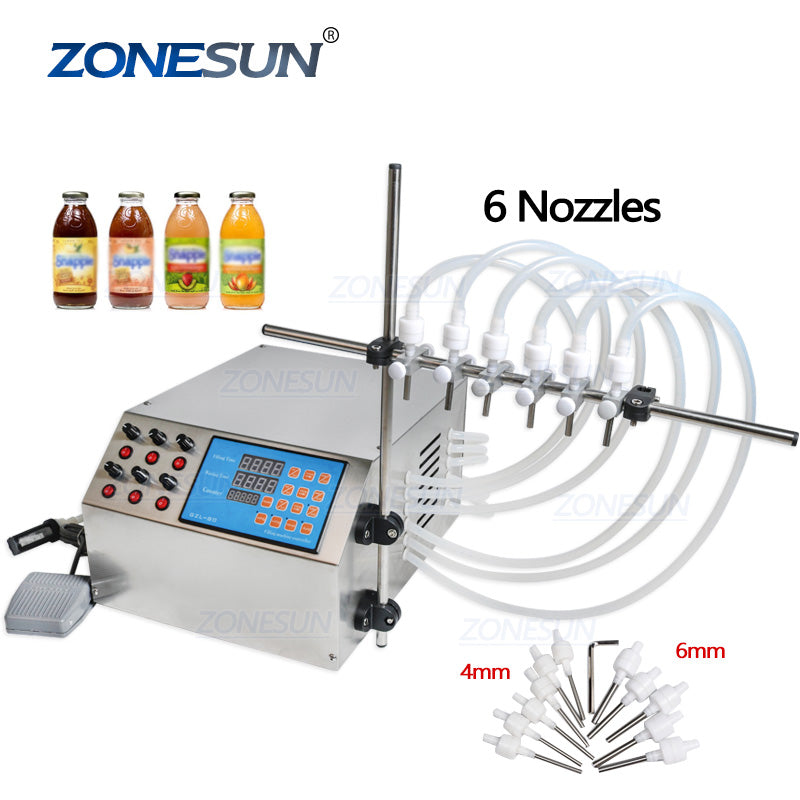  6 Nozzle Diaphragm pump Liquid Filling Machine 