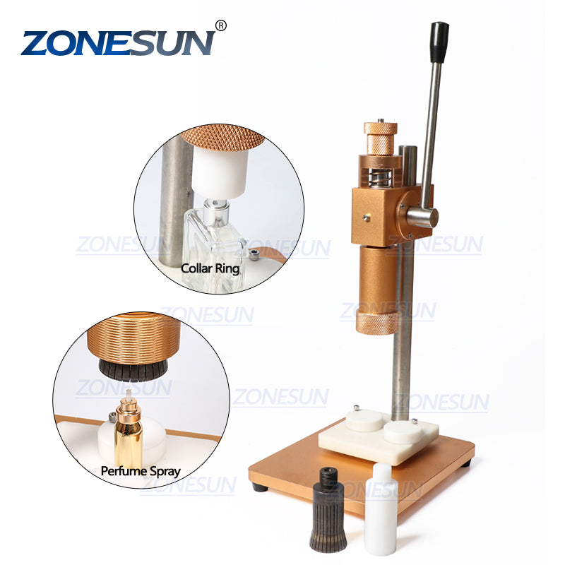 ZONESUN Manual Perfume Crimping Machine Metal Cap Press Capping Machin