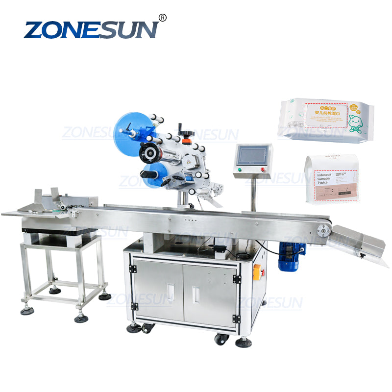 Flat labeling machine with paging machine