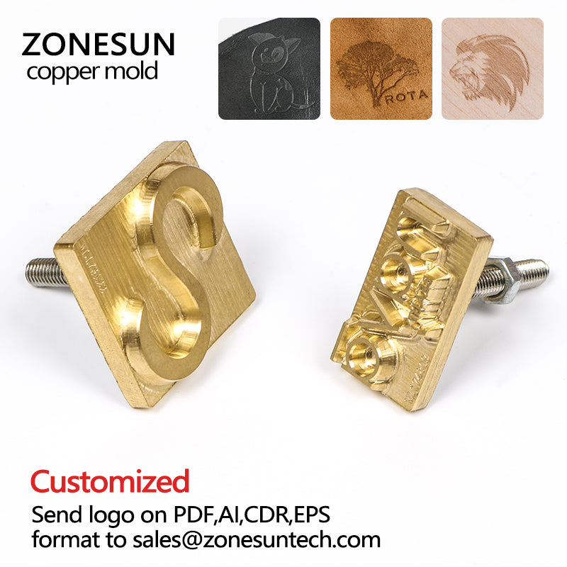 ZONESUN Customized Hot Foil Stamping Brass Mold Custom Logo Brand Leat