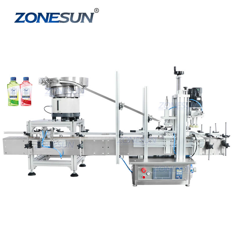 Automatic Bottle Capping Machine WIth Cap Feeder