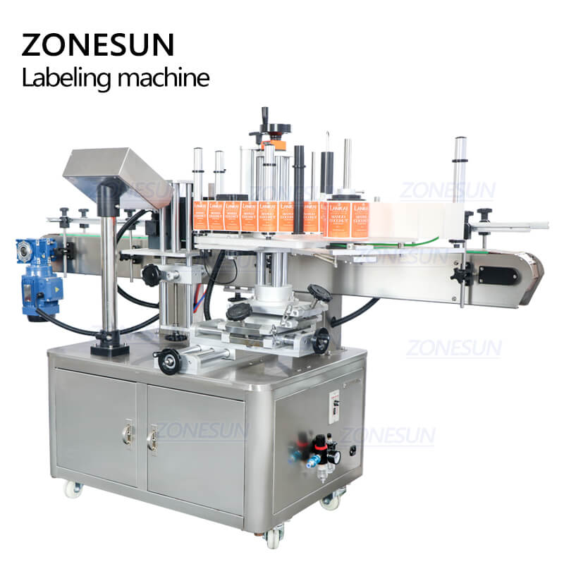 ZS-TB260 Round Bottle Single & Double Side Labeling Machine For Beverage Milk Juice Bottles