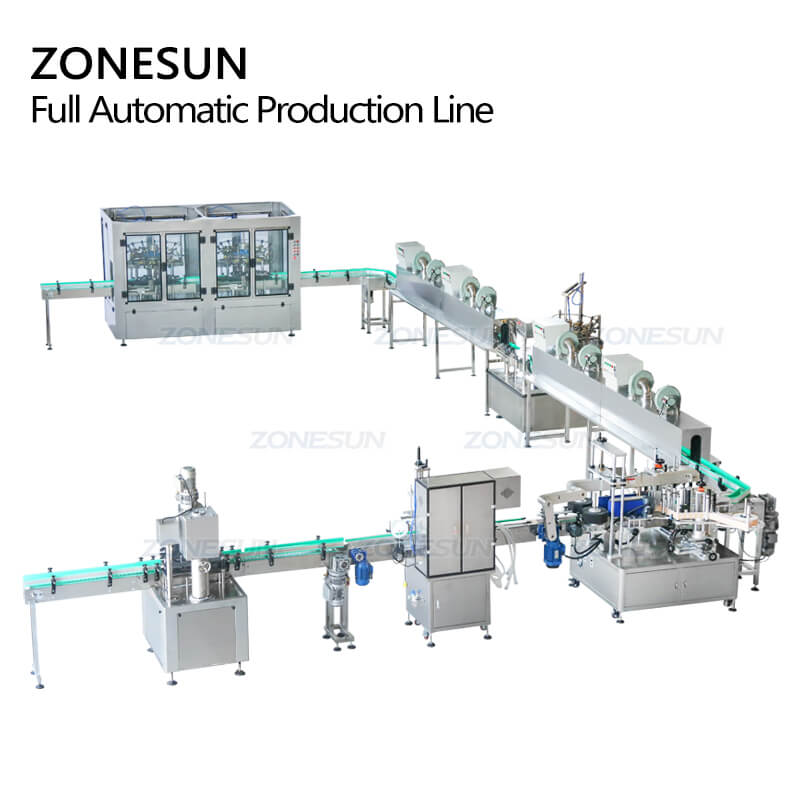 ZS-FALU1 Línea de producción automática de la máquina de etiquetado de la máquina de etiquetado de tapado de tapado de aceite de oliva de aceite de oliva Ropp con lavadora de botellas