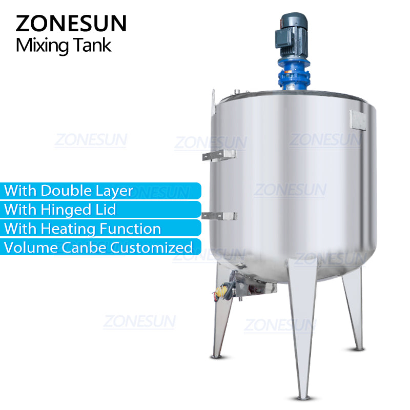 100L 200L 300L 500L Stainless Steel Vertical Cosmetic Cream Chemical Liquid Heated Storage Mixing Equipment Tank With Agitator