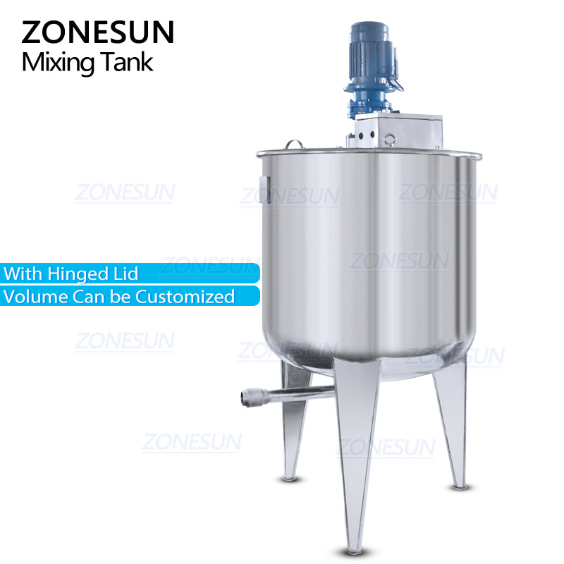 ZS-MB100L 200L 300L 500L Stainless Steel Vertical Cosmetic Cream Chemical Liquid Heated Storage Mixing Equipment Tank With Agitator