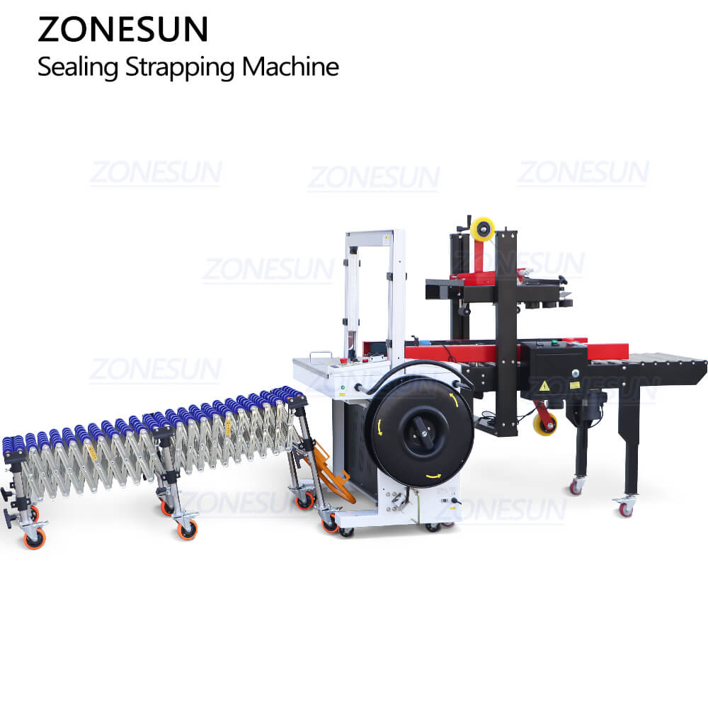 carton sealing machine with skatewheel conveyor-1