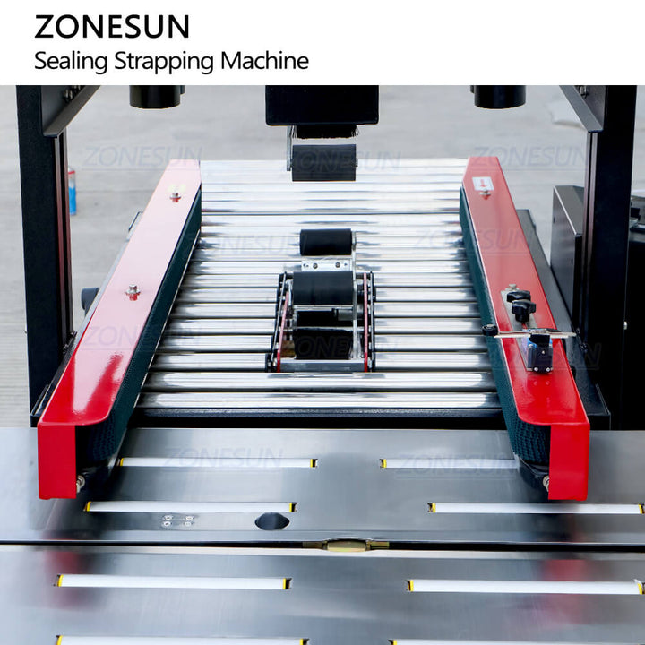 sealing structrue of carton sealing strapping machine with skatewheel conveyor