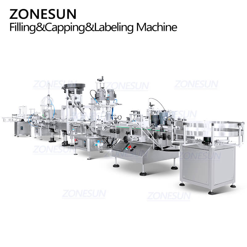 ZS-FAL180D4A Small Automatic Juice Essential Oil Hair Serums Dropper Bottle Liquid Filling Line With Bottle Turntable Machine