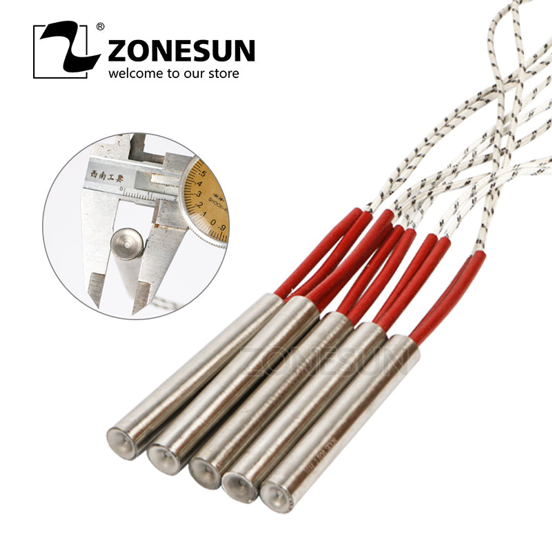 ZONESUN 5pcs diameter 6.8.10.12mm 220V Heating Element Mould Wired Cartridge Heater - ZONESUN TECHNOLOGY LIMITED
