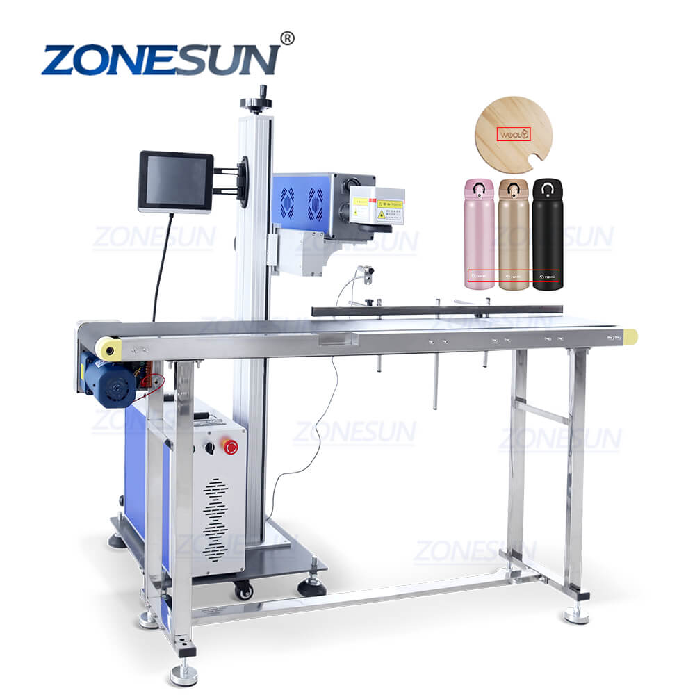 ZS-LMC1 Garrafas de PET automáticas QR Data Data de codificação a laser Máquina de marcação a laser CO2 para linha de enchimento