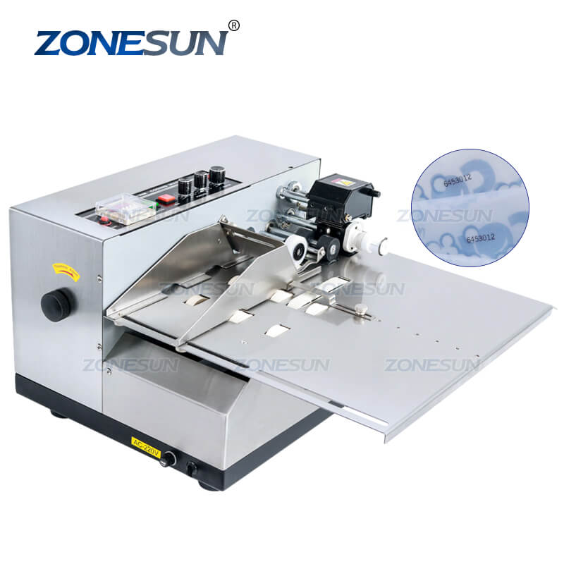 Pouch Coding Machine ZONESUN MY-380FW Semi-Automatic Plastic Bags Paper Pouch Date Coder Pr