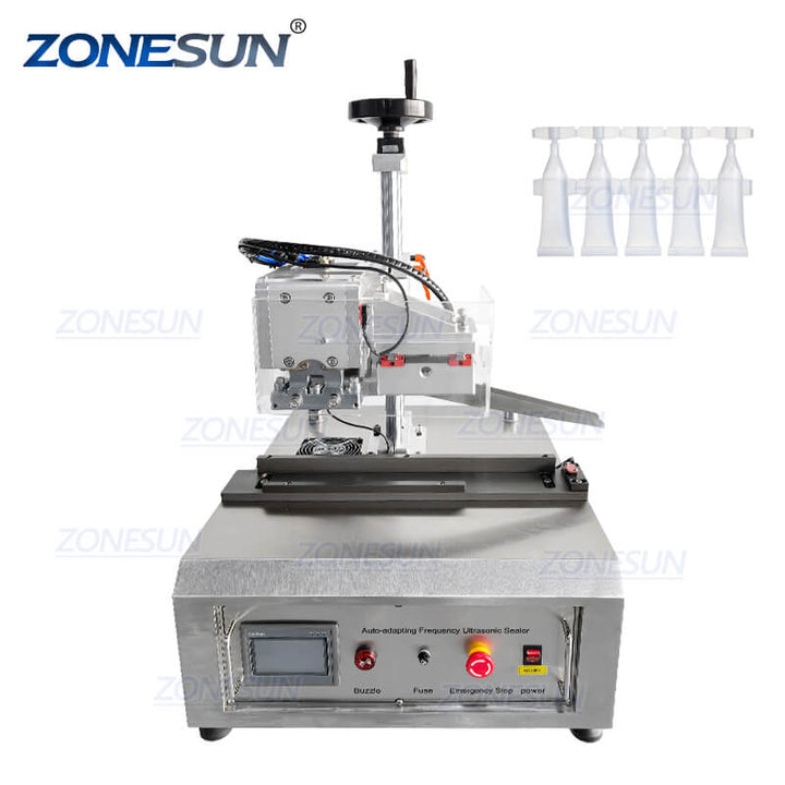 ZS-FK003U Semi-automatic Monodose Strip Tube Cosmetic Ultrasonic Aluminium Plastic Soft Tube Sealing Cutting Machine