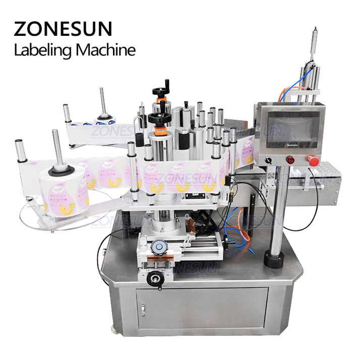 ZONESUN TB-210 Automatic Double Side Irregular Square Flat Plastic Bottle Labeling Machine - ZONESUN TECHNOLOGY LIMITED