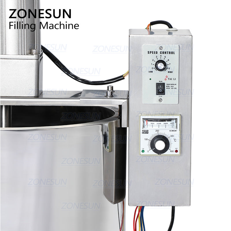 Double heads pneumatic filling machine with mixer and heater