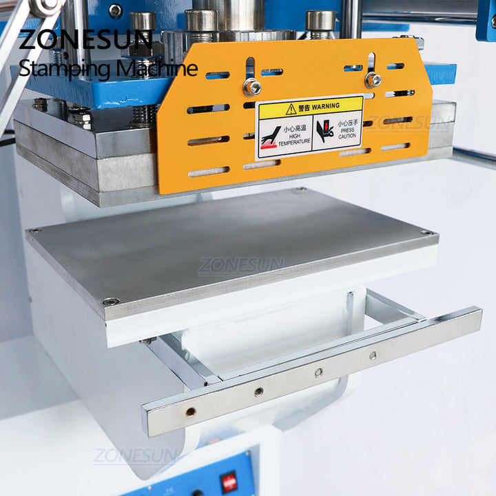 ZONESUN Pneumatic Automatic hot foil Stamping Machine, Plastic box LOGO Creasing machine,LOGO stamper,Hot words machine - ZONESUN TECHNOLOGY LIMITED