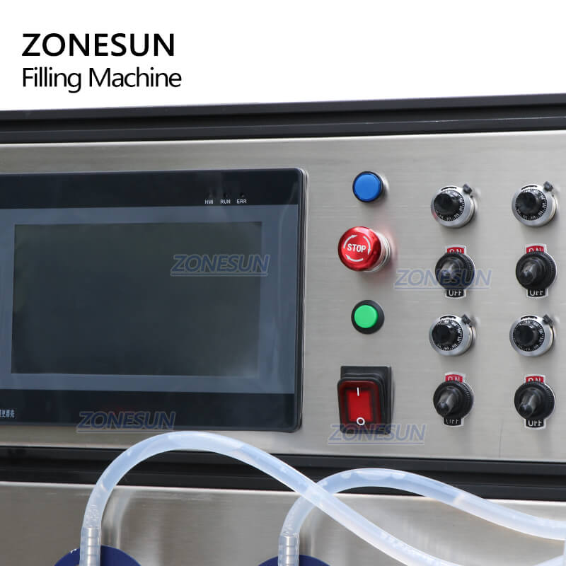 Control panel of Automacit 4 nozzles Pneumatic Magnetic Pump Filling Machine