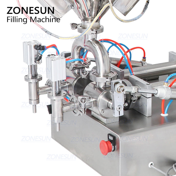 Double heads pneumatic filling machine with mixer and heater