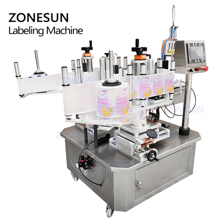 ZONESUN TB-210 Automatic Double Side Irregular Square Flat Plastic Bottle Labeling Machine - ZONESUN TECHNOLOGY LIMITED