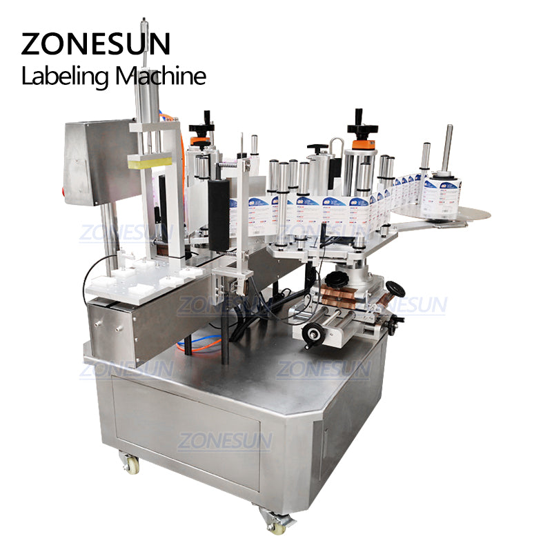 ZONESUN TB-210 Automatic Double Side Irregular Square Flat Plastic Bottle Labeling Machine - ZONESUN TECHNOLOGY LIMITED