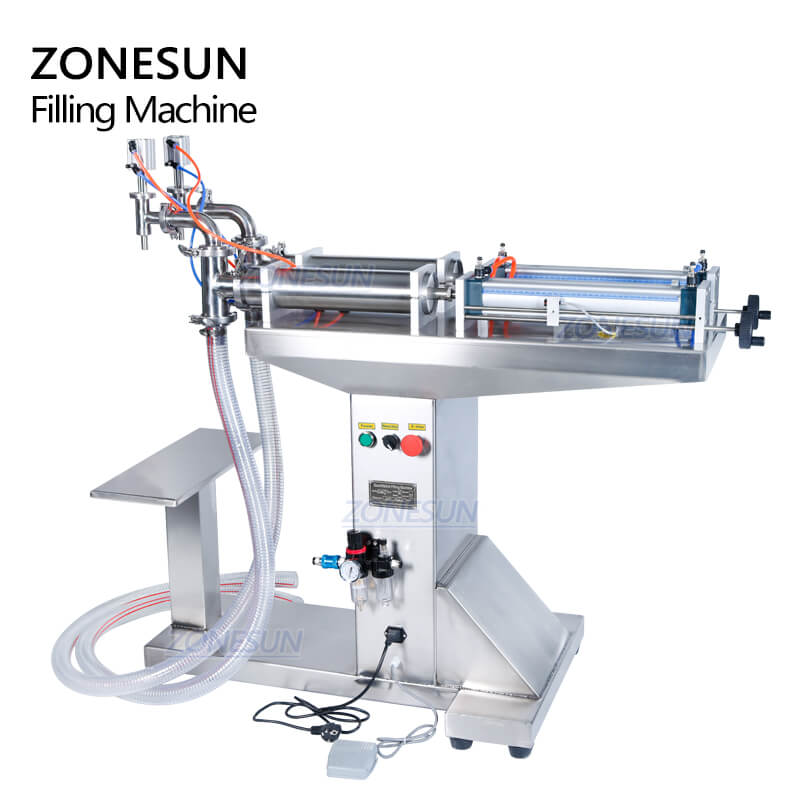 Double Heads Pneumatic Piston Liquid Filler Filling Machine