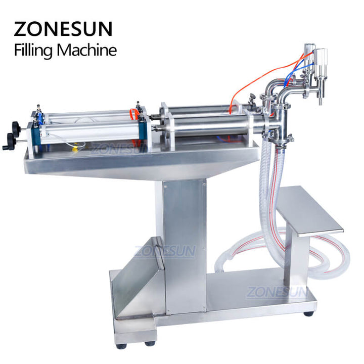 Double Heads Pneumatic Piston Liquid Filler Filling Machine