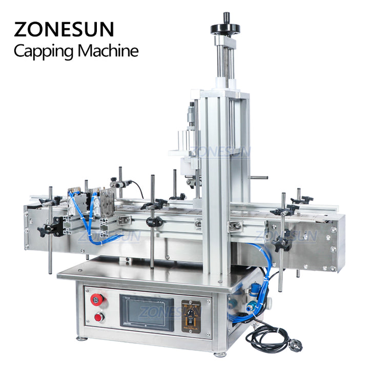 ZONESUN Pneumatic Tabletop Semi Automatic Glass Bottle Cap Press Machine Jar Whisky Plastic Bottle Capping Machine - ZONESUN TECHNOLOGY LIMITED