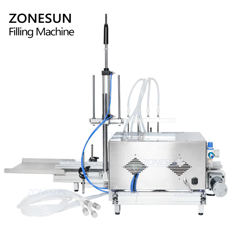 4 nozzles Magnetic Pump Automatic Desktop Liquid Filling Machine with lifting bracket