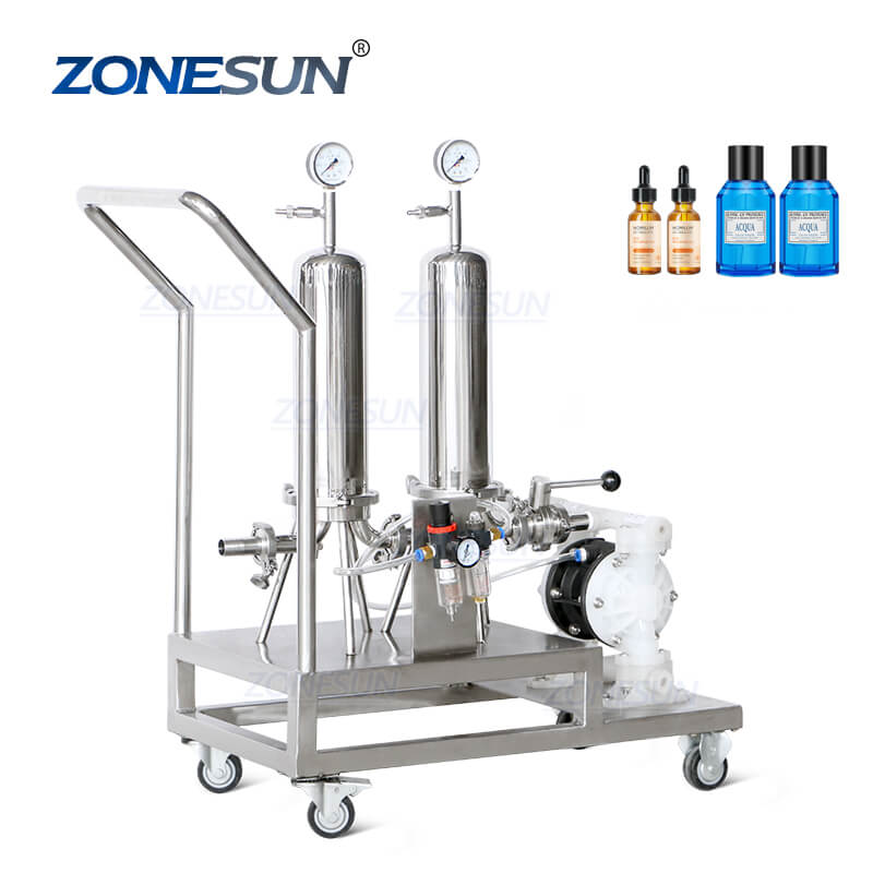 ZS-PF2 Pneumatic Stainless Steel Diaphragm Pump Cosmetic Perfume Filter Machine Filtering Equipment For Filling Line