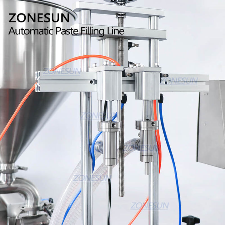 ZS-FAL180C8 Automatic Shampoo Lotion Jam Honey Ketchup Curry Paste Bottle Piston Filling Capping Labeling Machine Production Line