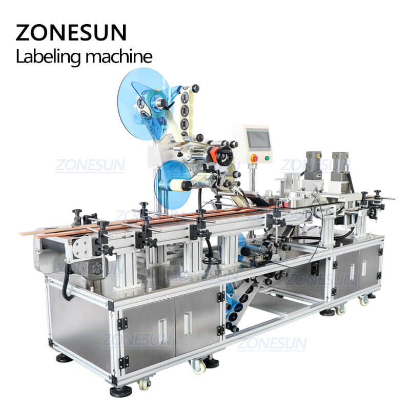 ZS-TB113B Adhesive Sticker Flat Box Surface Bottle Top And Bottom Side Labeling Machines