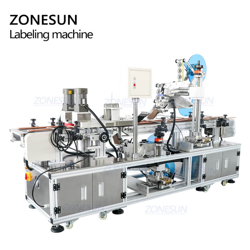 ZS-TB113B Adhesive Sticker Flat Box Surface Bottle Top And Bottom Side Labeling Machines